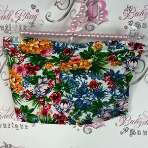 Streetwear Society crop top strapless flowers Multicolor Floral Strapless Top